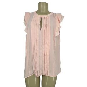 NEW Elle Large Women Blouse Ruffle Sleeves Crewneck Tank Top D101